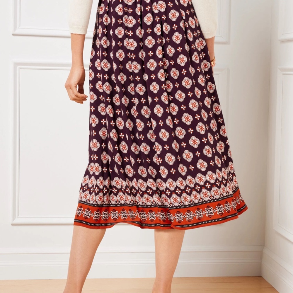 NWT TALBOTS PETITES VISCOSE FIT AND FLARE MIDI SKIRT 0P - Picture 3 of 6